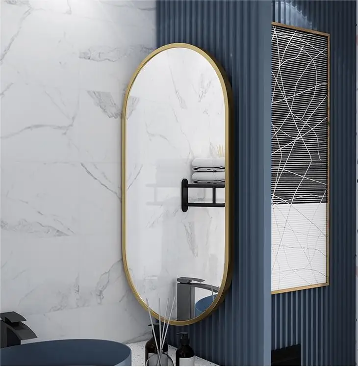 Oval corner bathroom hanging bathroom mirror rotatable telescopic led wall smart mirror with light corner mirror