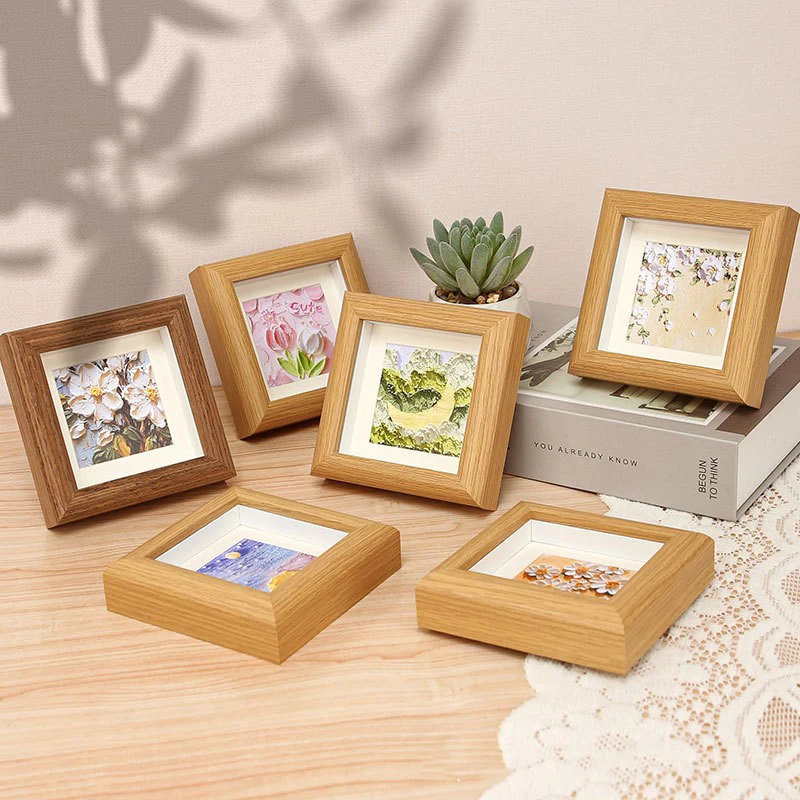 1pc Square Mini Mdf Picture Frame Baby Set 8X8 10X10 Watercolor Picture Stand Frame Hollow For Home Decor Kids Photo Booth Frame