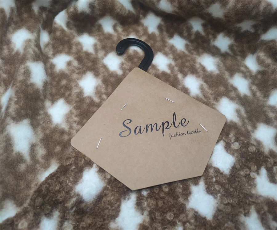 Hot selling 100% Polyester Terylene plaid Brown While Star Knitting Fleece Fabric for fashion toy bag