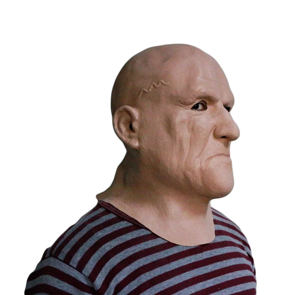 Halloween Old Man Latex Mask Strong Male Fancy Dress Rubber Full Head Realistic Human Mask Latex Disguise Mask