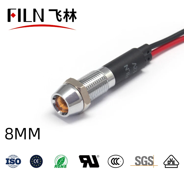 IP67 Waterproof LED Metal Warning Indicator Light 8mm Pilot Signal Lamp 3V 5V 6V 12V 24V 220v Red Yellow Blue Green White