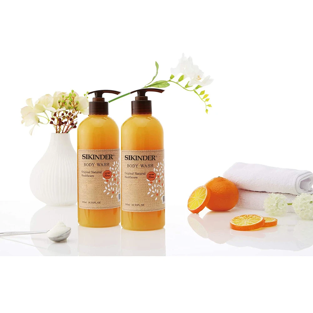guangzhou factory oem Organic Private Label Shower Gel Organic Vitamin C Whitening Bath Gel Nourishing Skin Hydrating Body Wash