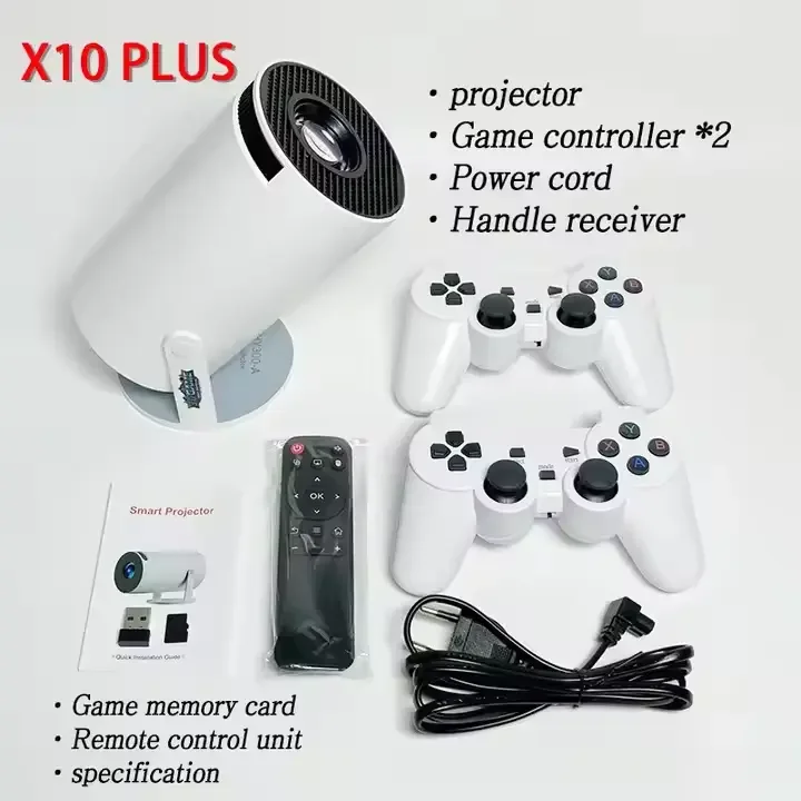 2024 игровой проектор X10 Plus с контроллером, геймпад, поддержка 4K, умный игровой проектор, сверхбыстрое беспроводное соединение