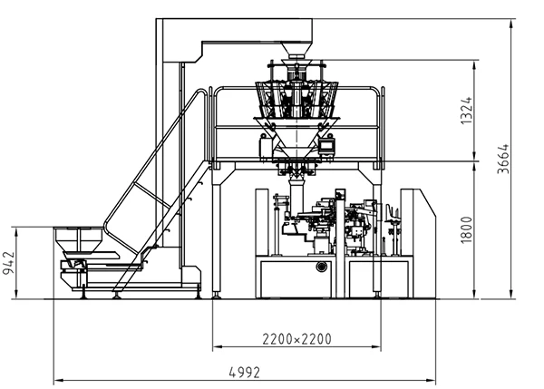 Automatic Multihead Weigher Chips Food Filling Machine Semi Automatic Packaging Machine 30-70 Bags Per Min 0.3~1.5g 10~3000g Per