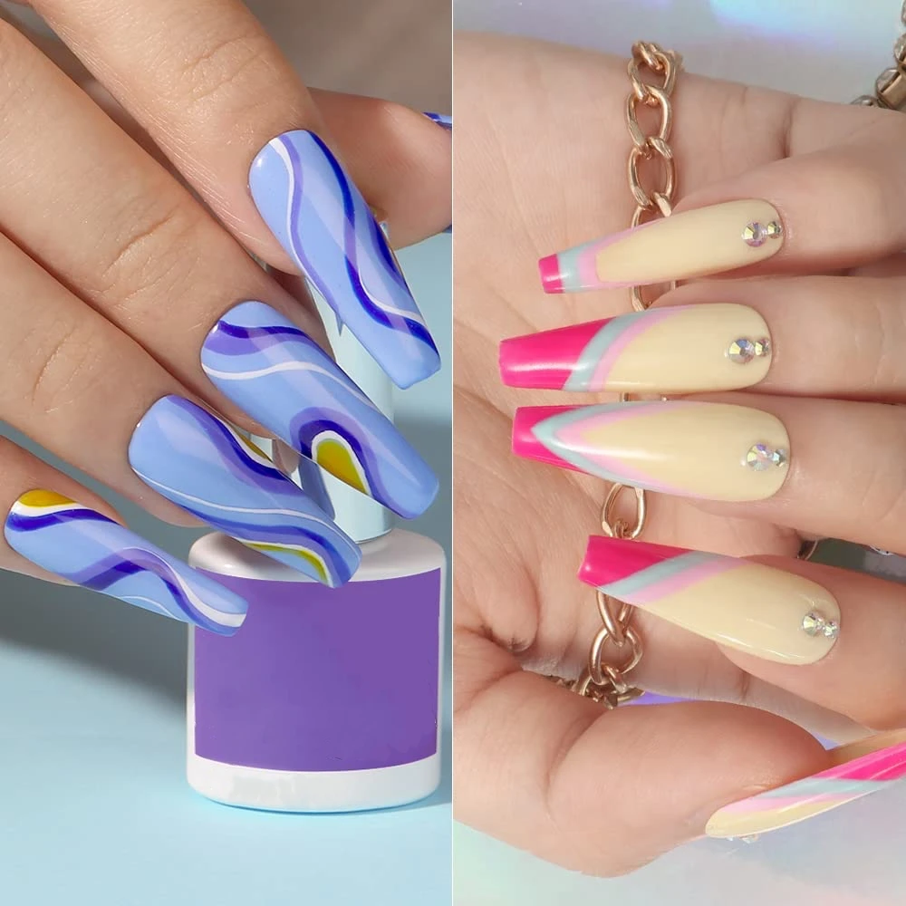 LONG Gel Nail Tips Coffin 504pcs Pre-buff Full Cover Ballerina Nail Tips No Crack No Trace For Nail Extensions