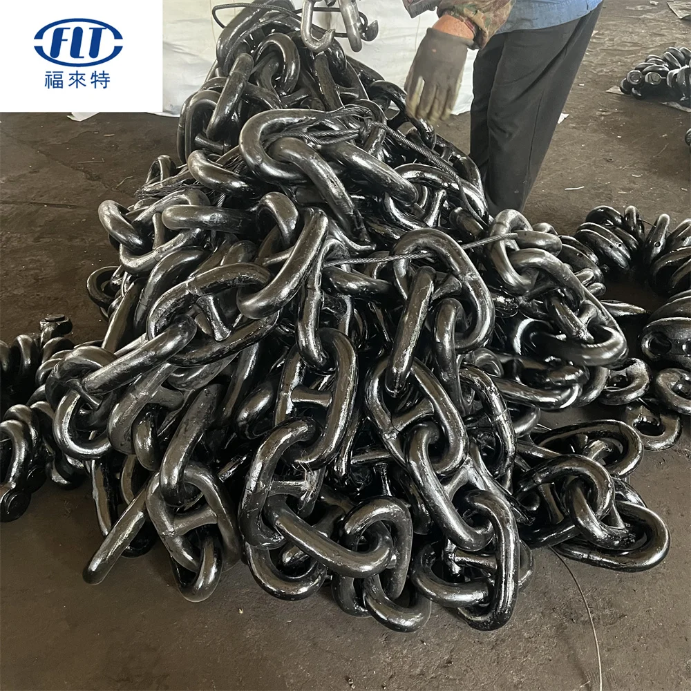32mm U1 U2 U3 Black Paint Chain Link Marine Anchor Chain Stud Link Chain For Sale