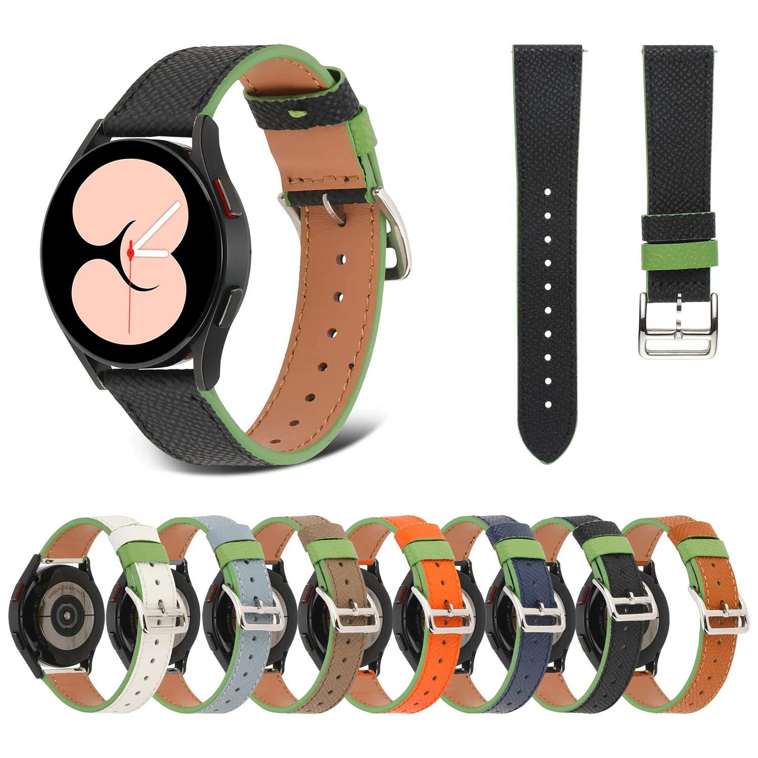 20mm 22mm genuine leather band for samsung galaxy watch 4 3 44mm active 2 strap huawei gt 2 pro 45mm 42mm 46mm watch band