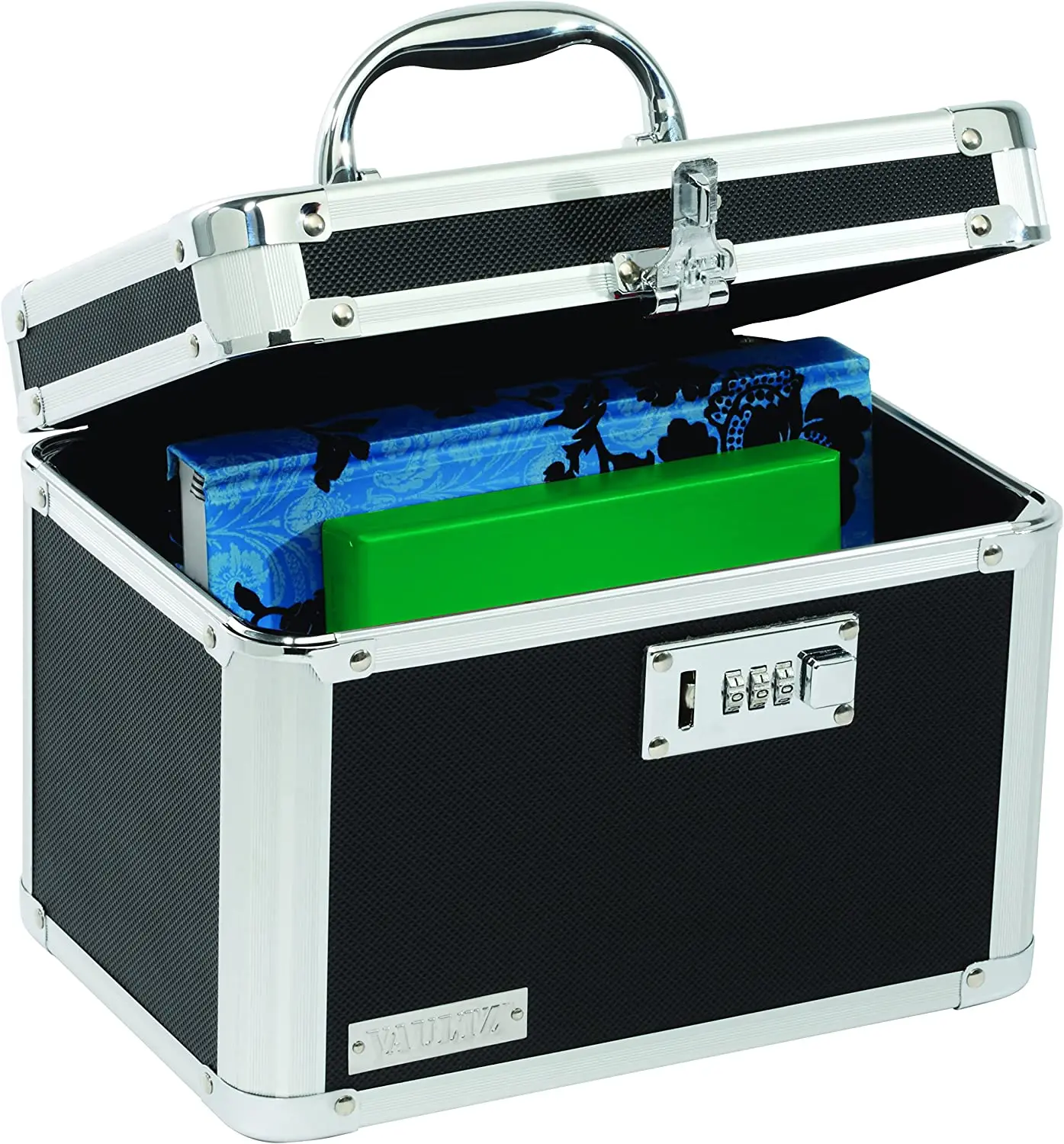 Aluminum Storage Case Portable Box with Combination Lock Aluminum Tool Case Storage Medicine Medical Supplies  Cash Black Silver