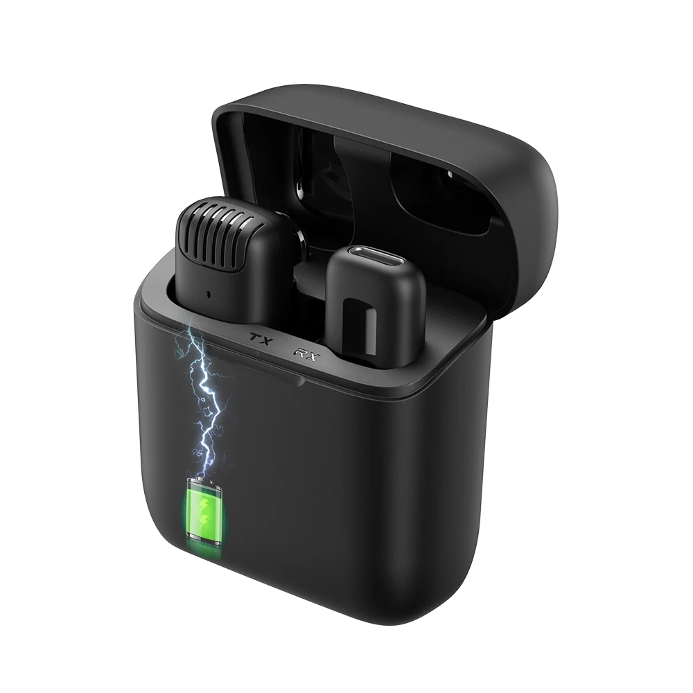 Apexel Wireless Lavalier Microphone, Plug-Play Wireless Mic for iPhone with Noise Reduction Portable Mic for Video Recording