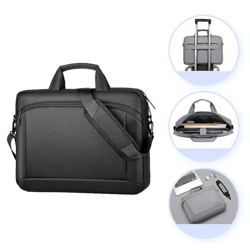 Professional Laptop Bag, Slim Briefcase with Padded Shoulder Strap and Handles