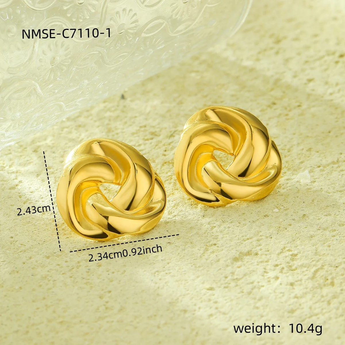 New Autumn French Style Simple Twist 18K Gold Plated Stainless Steel Earrings