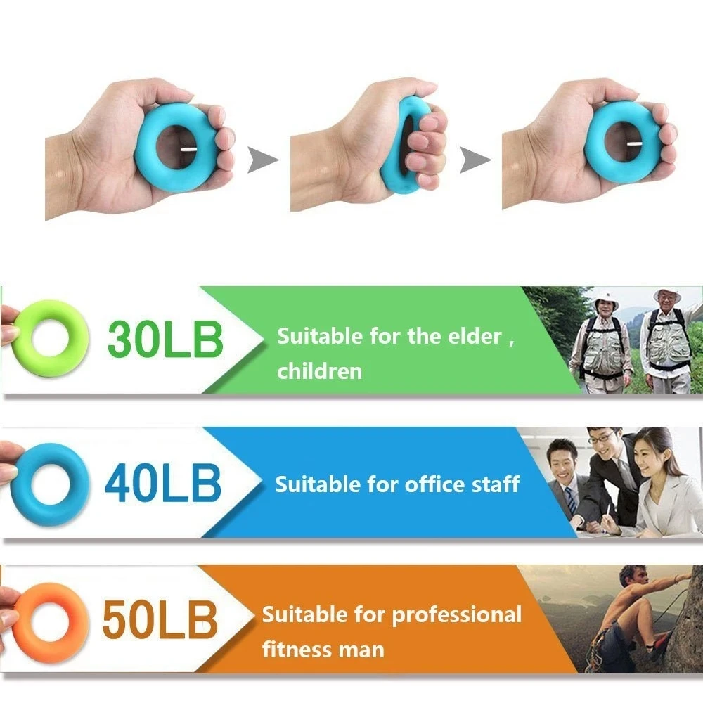 Silica Gel Portable Hand Grip Ring Strength Training  Hand Grip Rubber Ring Exerciser  Power Training Equipment