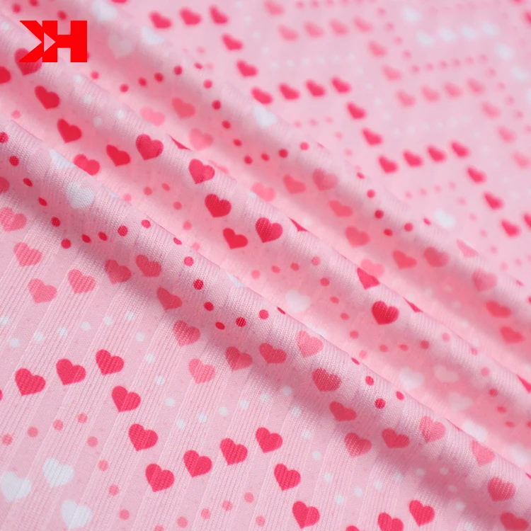 High quality custom digital printed rib fabric polyester rib knit fabric on bolt