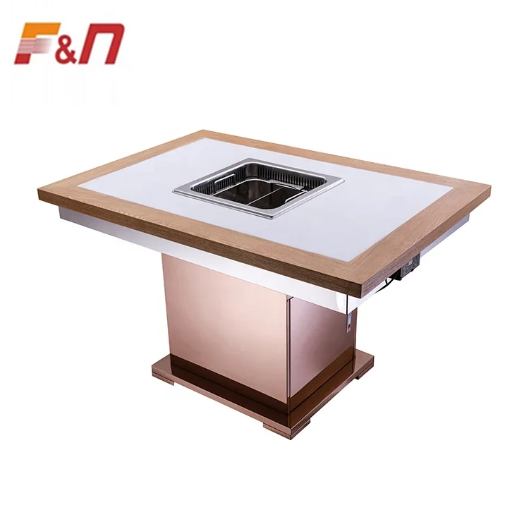 Hot Selling Custom Korean Bbq Grill Square Smokeless Restaurant Electric Hot Pot Table