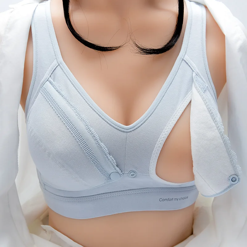 Supplier front buckle 100% cotton lining thin nursing breastfeeding bra 4XL sleeping breastfeeding vest tube top maternity bra