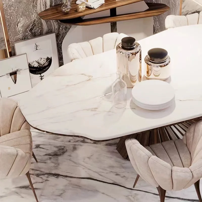 New style Artistic petrified wood table meeting room marble top wood dining table