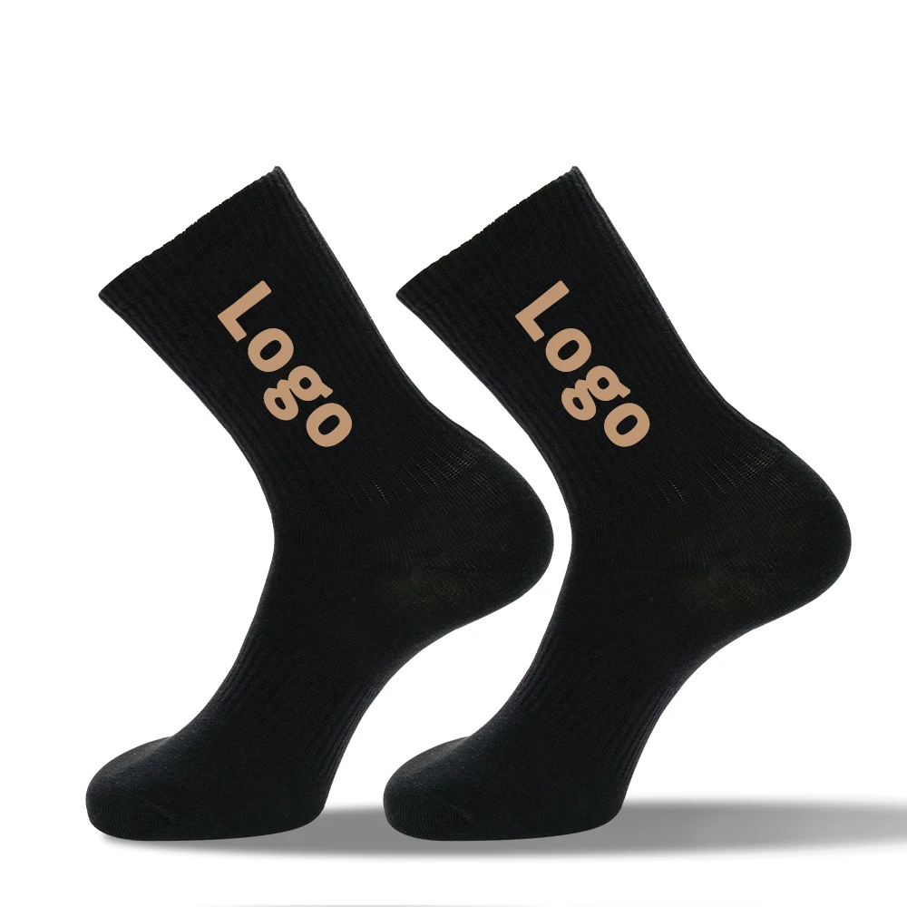 New Design Stylish Usa Knitted 100% Organic Cotton Sock Logo Bespoke Oem Creat Your Own Branded Letters Crew Large Custom Socks