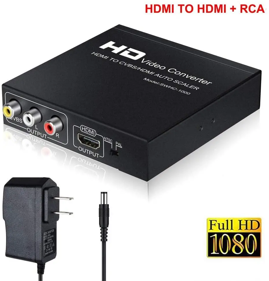 4K HDMI to HDMI and AV Converter HDMI to CVBS RCA Composite Video Adapter Coaxial 3.5mm Audio