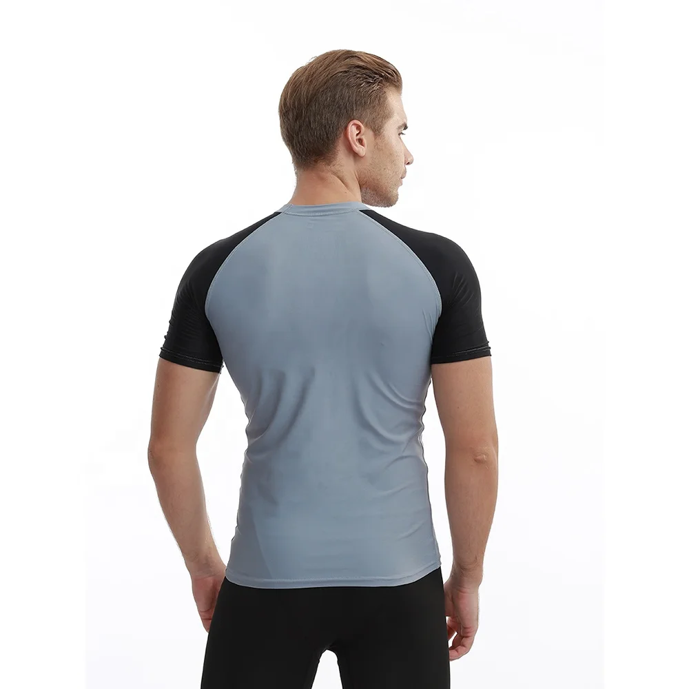 Quick Dry Short Sleeve Compression Rash Guard Sun Protection Polyester Spandex Fitness Short Sleeve Top Shirt Swimwear