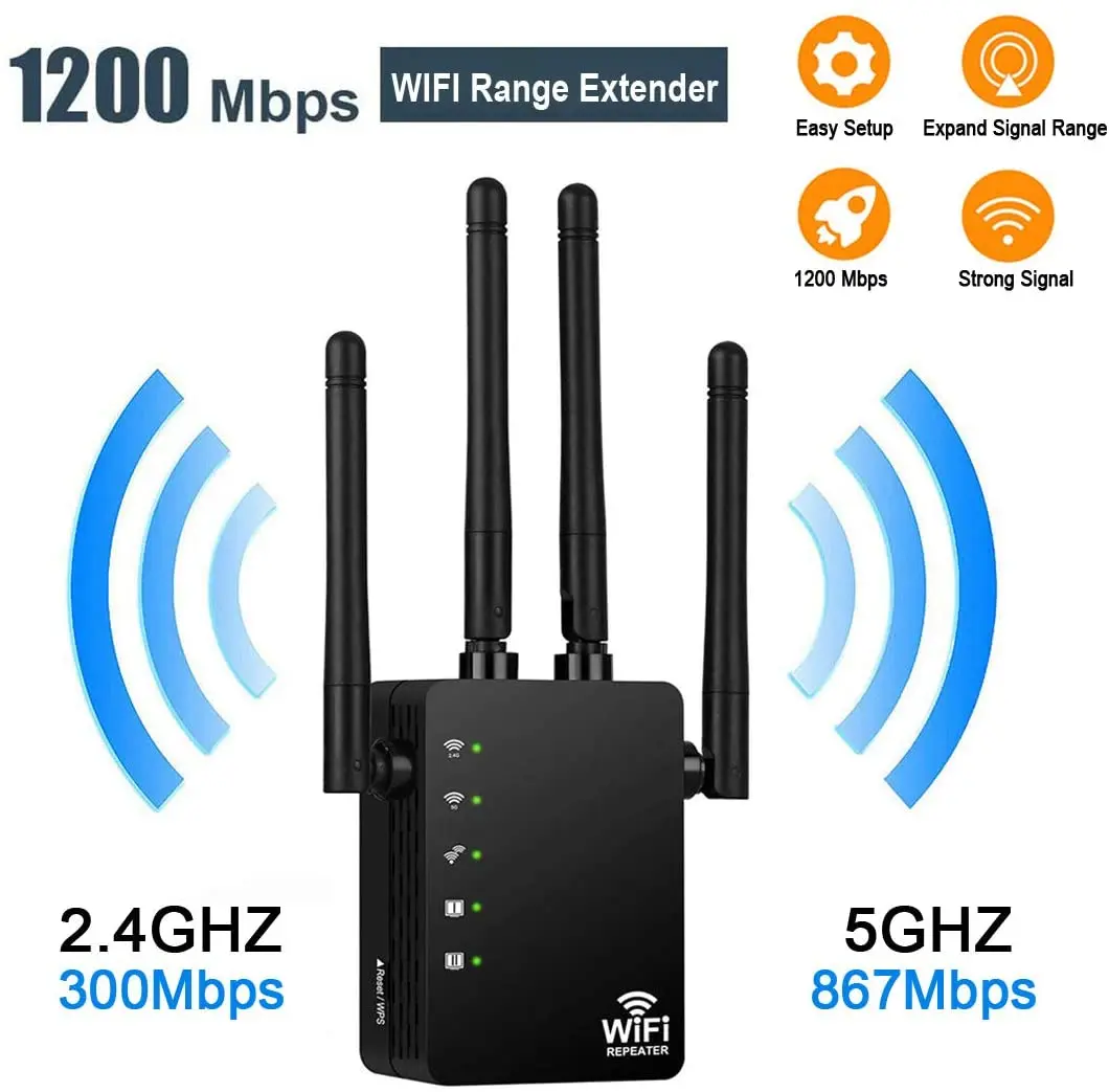  Двухдиапазонный 2 4G/5G беспроводной Wi-Fi репитер расширитель диапазона частот AC1200Mbps сети усилитель сигнала