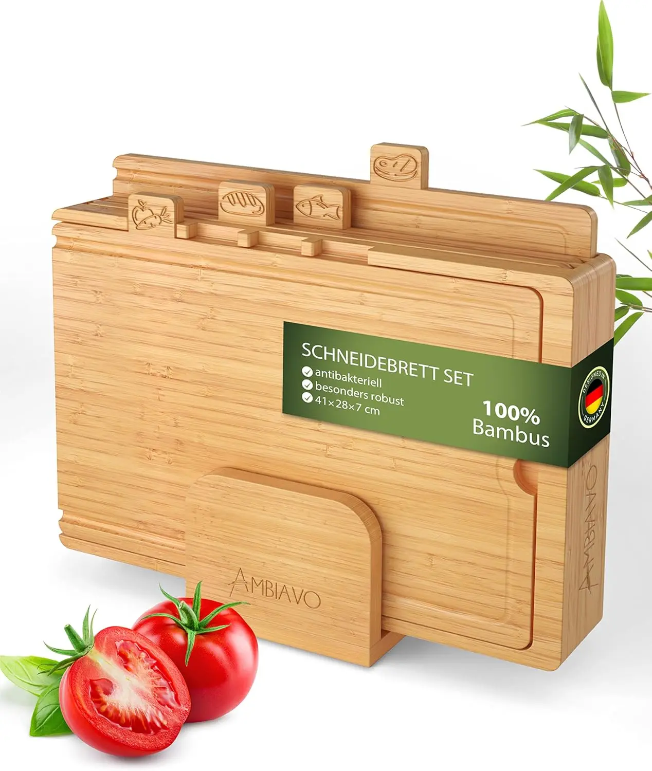 Stylish Quality Double-Sided Bamboo Cutting Board Multifunctional Kitchen Cheese Board with Tray Quality Wood Home Food Usage