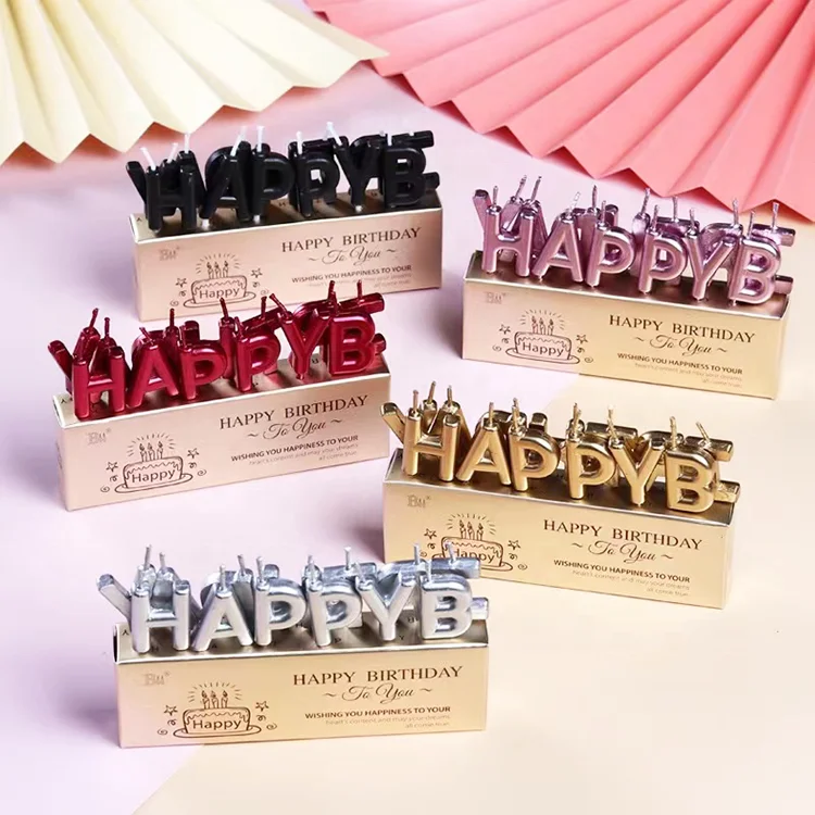 Wholesale Colorful Sparkling Happy Birthday Letters Cake Candle for Party Decorating Cake Candles