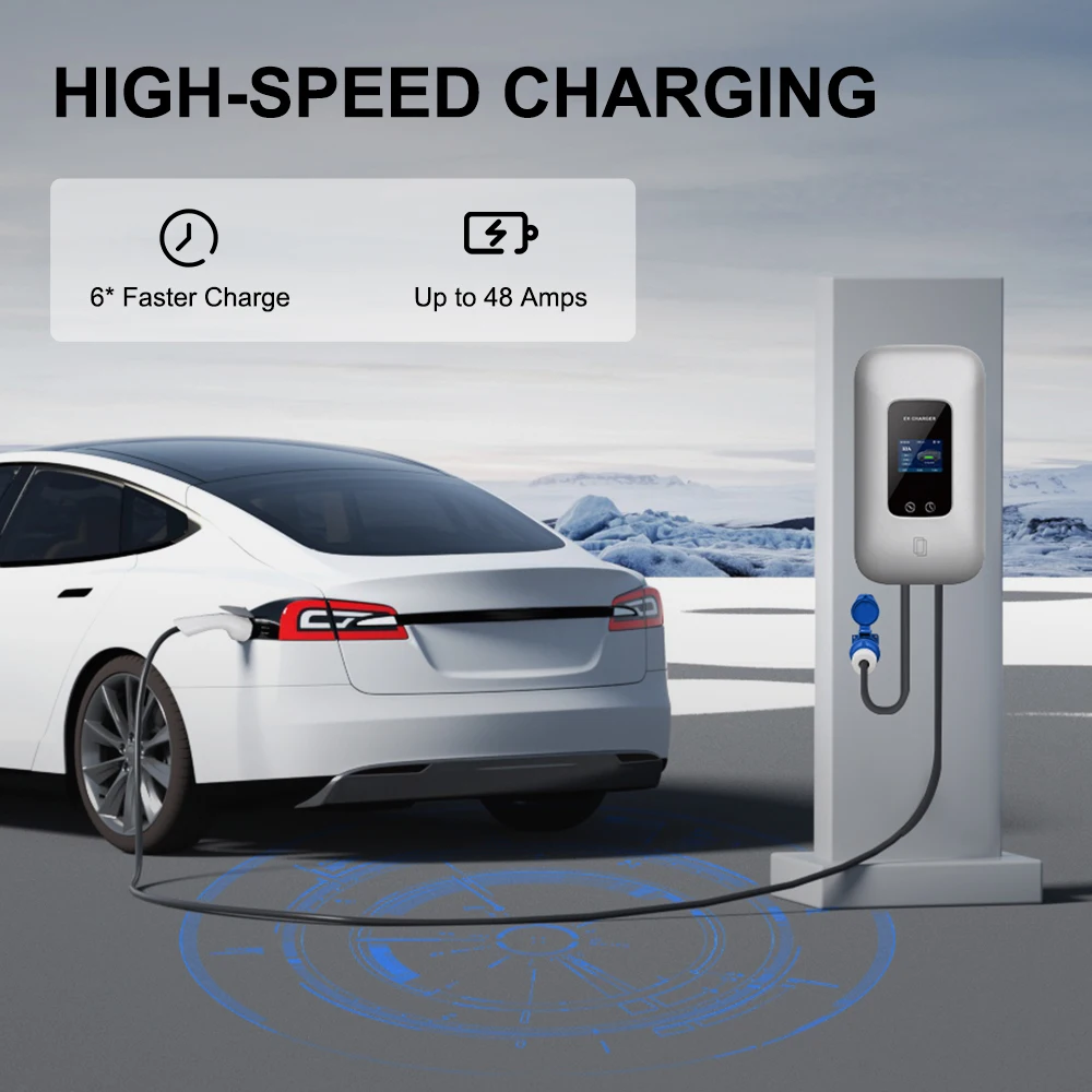 Type2 7KW CEE Plug EV Charging Station Wallbox 1 Phase 32A  APP 4G AC Electric Car Charger EV Charger Fast Charging with Wallbox