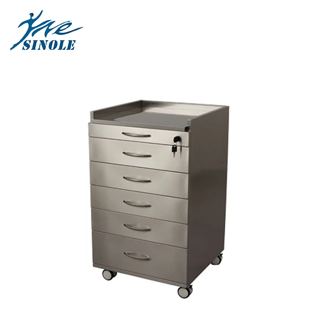 Мобильный шкаф из нержавеющей стали для стоматологических клиник с 5 ящиками/тележка для стоматологических клиник