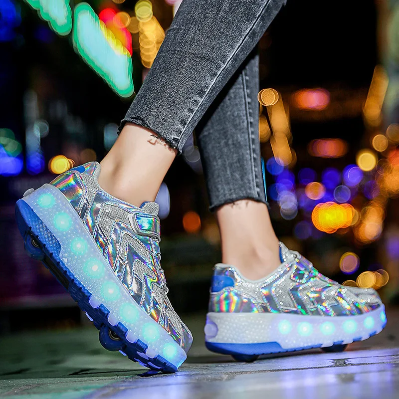 Kids Glowing Girls Sneakers with wheels Led Light up Roller Skates Sport Shoes Outdoor Fashion Luminous Shoes For Kids Boys