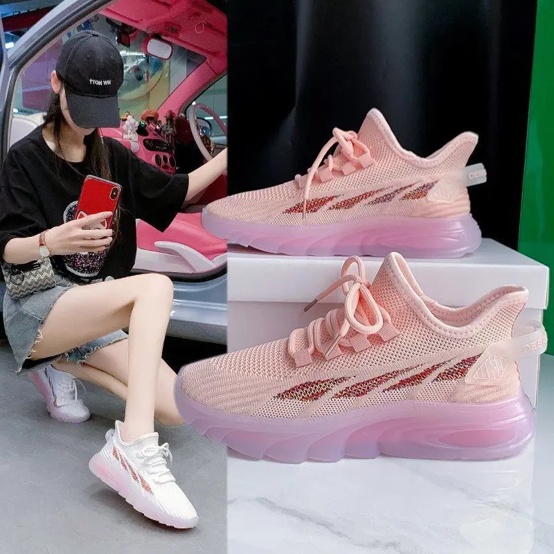 Woven Shoes Women Sneakers Sports Canvas Sneakers Comfortable Walking Style Shoes Stock Colorful Sole Jelly Shoes