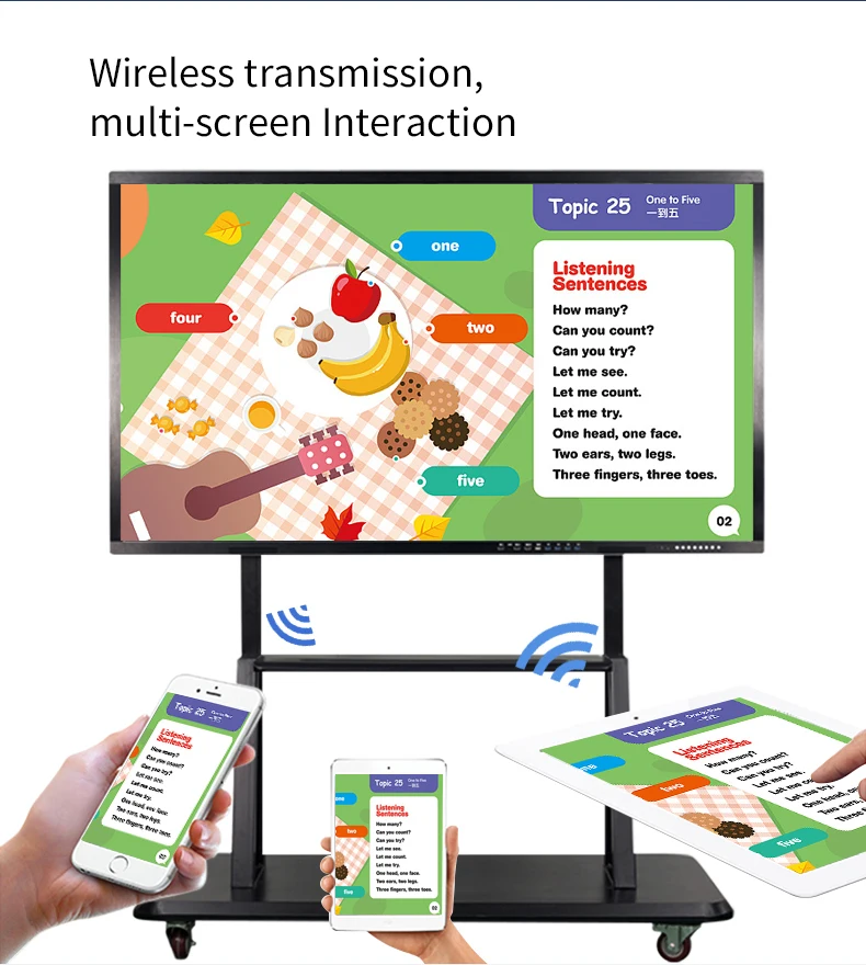 Dual System Function 75 Inch Touch Screen Interactive White Board Digital Whiteboard For Education Conference