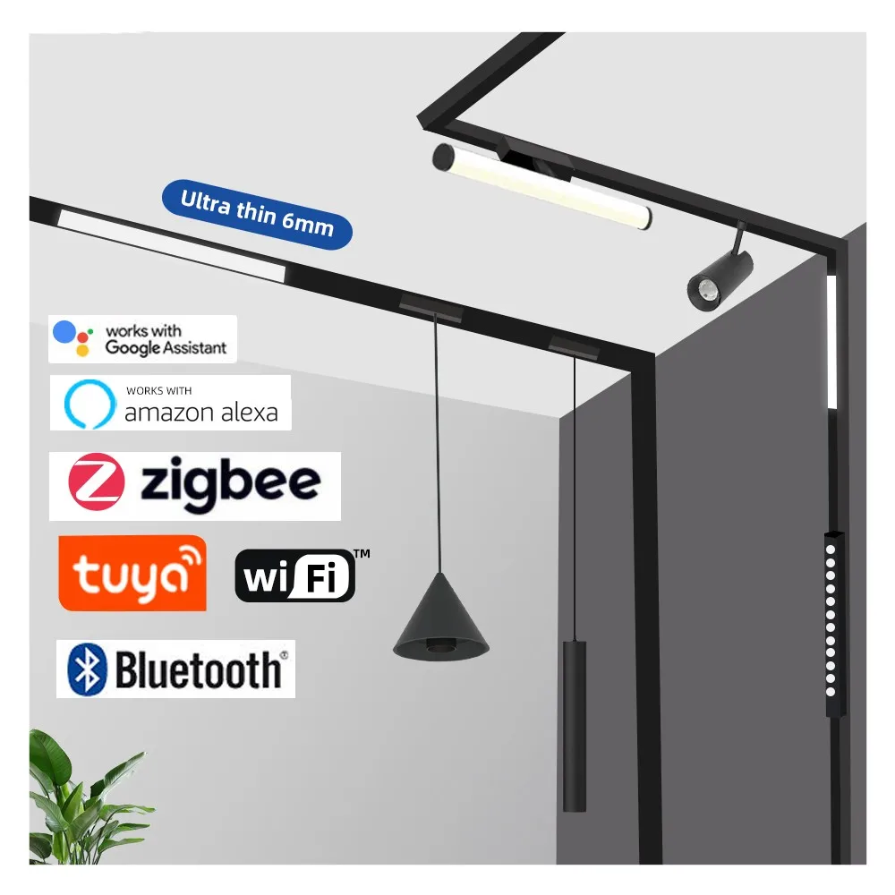 Smart Tuya Zigbee затемняемый 24 В 48 Белый Черный Тонкий Ультратонкий 5 мм 6 поверхностный светодиодный магнитный Трековый светильник