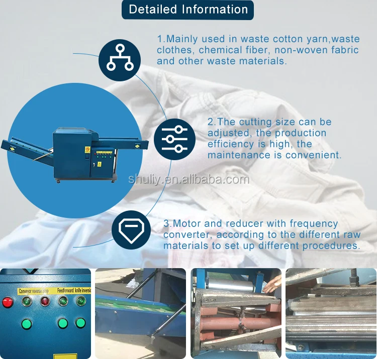 Professional Commercial auto Wool textile Shredding Cutter cutting machine