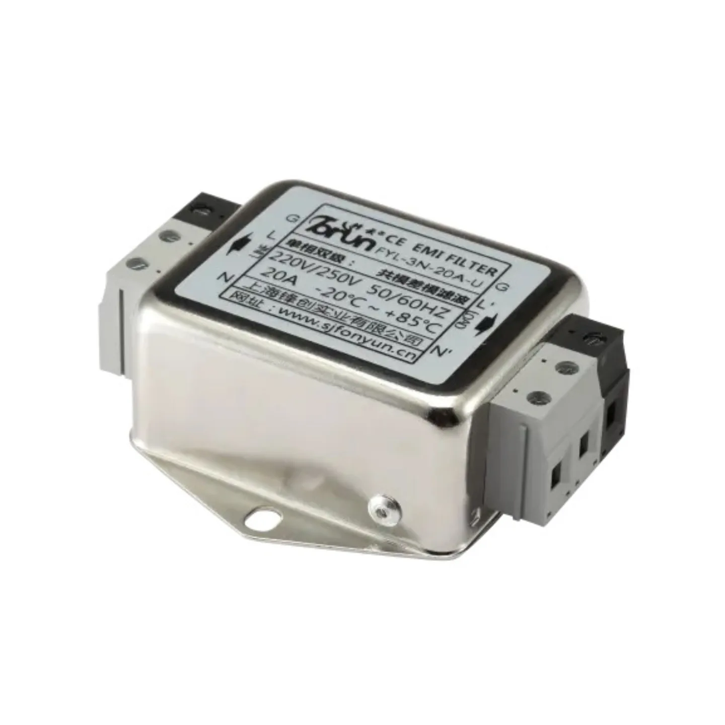 Power Line Noise Single Phase Filter 250v Nickel Plated Surface AC EMI Filter current resistant 10A Low Pass Rfi Noise Filters