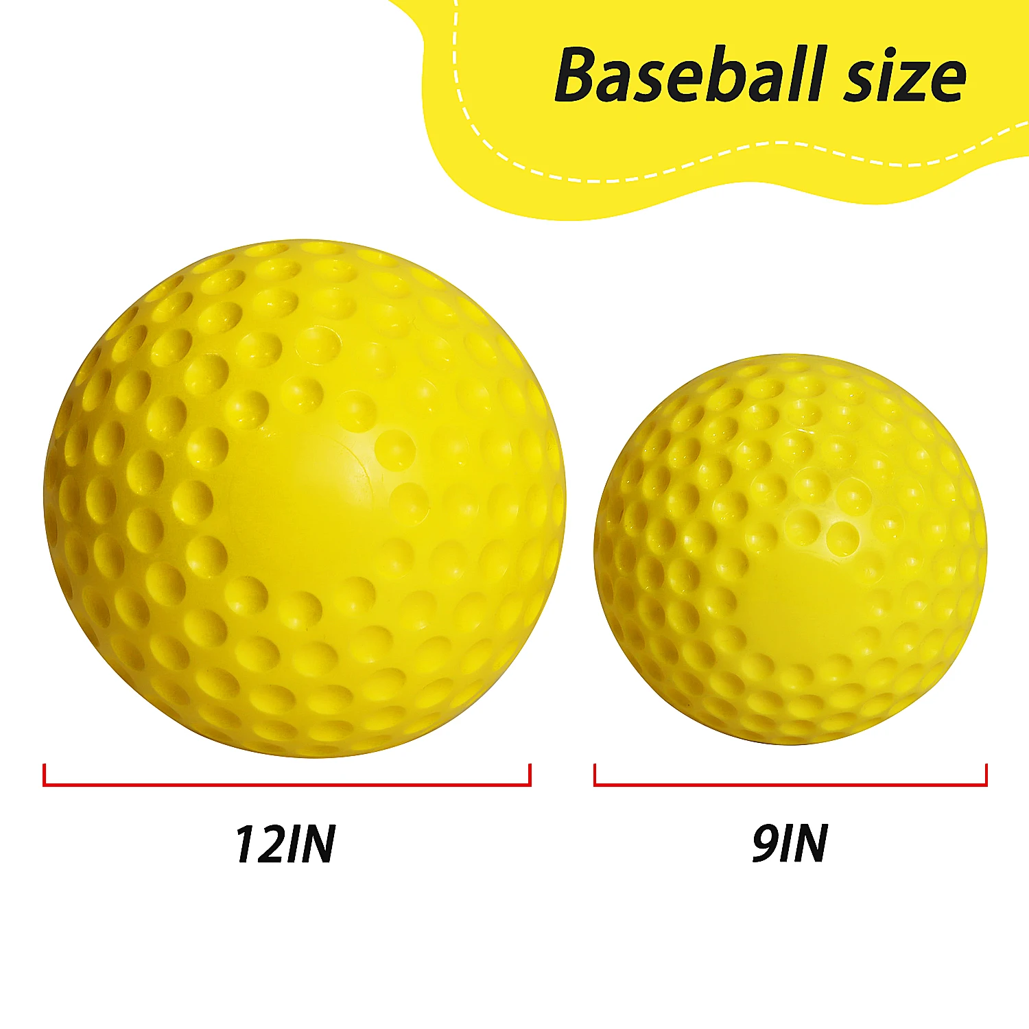 New products 12 inch yellow softball dimpled ball for pithching machine baseball balls dimple baseball