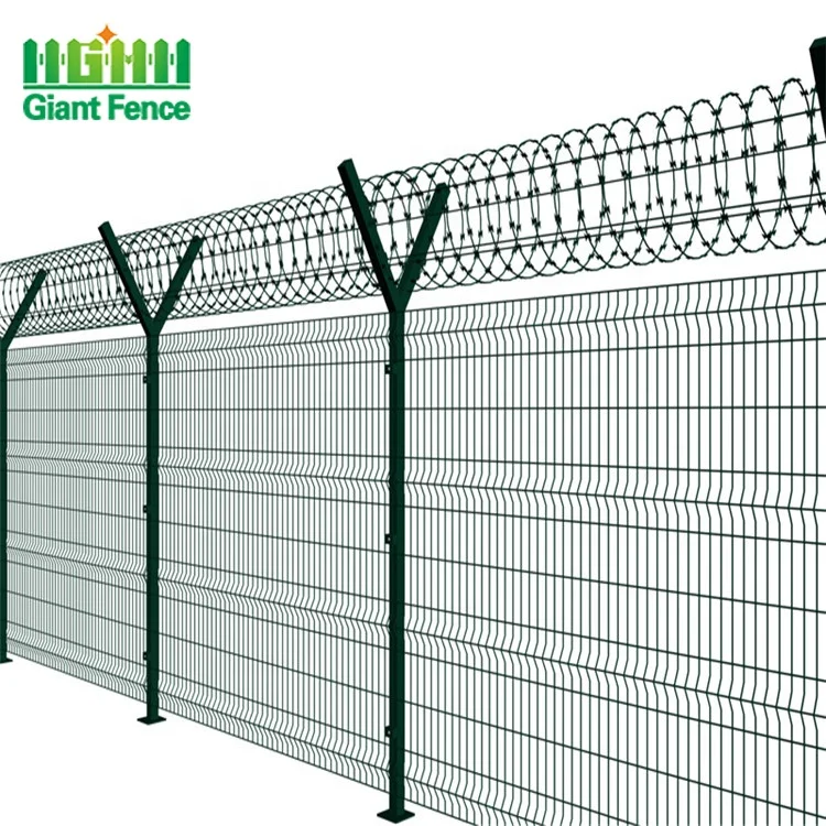 Factory price high security razor barbed wire anti climb airport fence