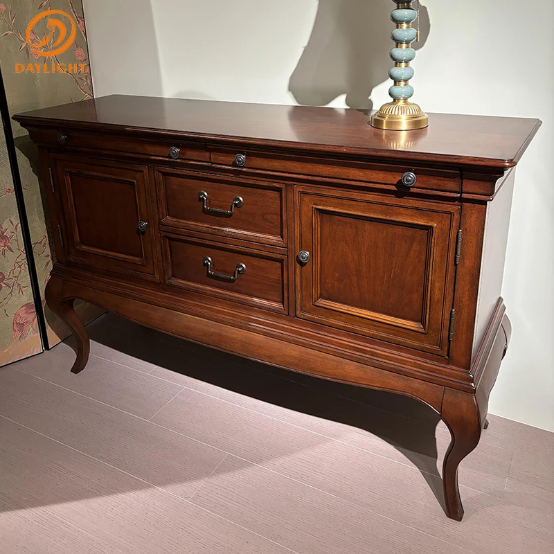 Wood Antique Apartment Living Room Side Cabinet European Classic Design Royal Furniture Customizable Vintage Wooden Sideboard