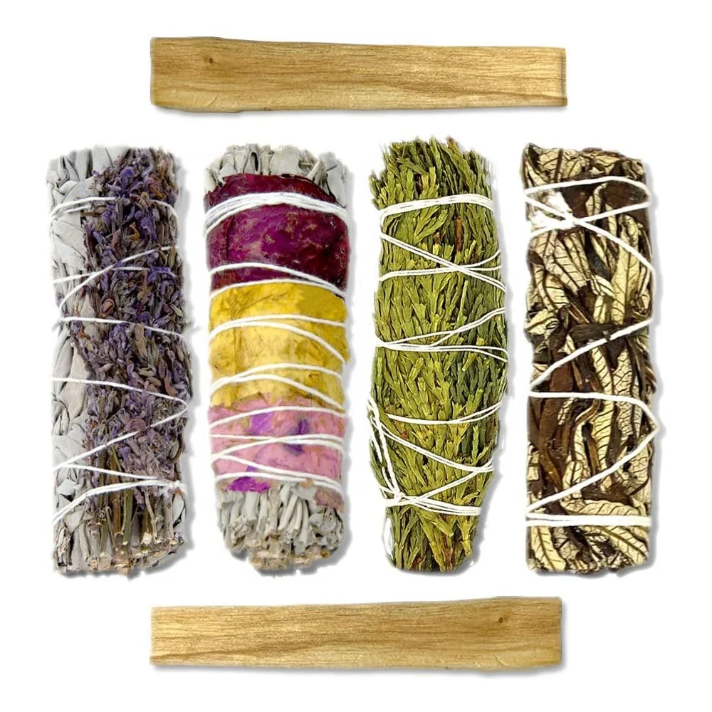 
Sage Variety Pack White Sage,Yerba Santa, Cedar, Juniper, Palo Santo Smudge Sticks Smudging Kit 