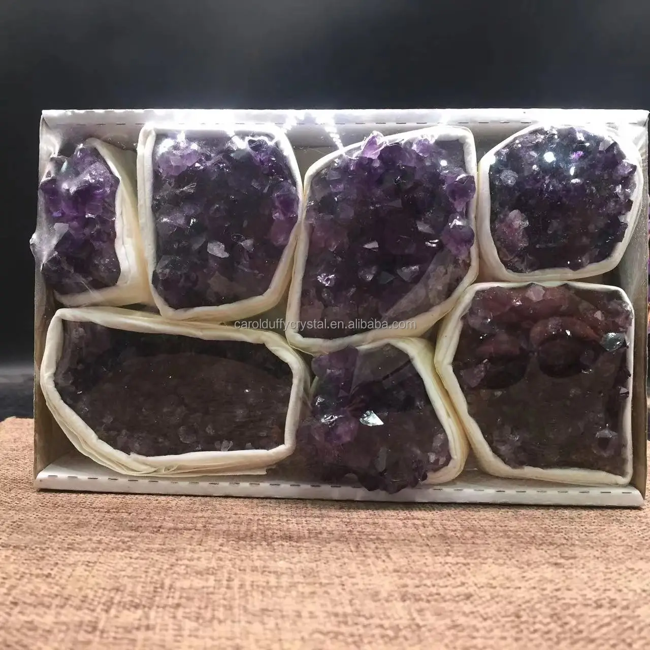 Wholesale Natural Raw Uruguay Amethyst Crystal Cluster Box Mixed Specimen for Gifit Decoration