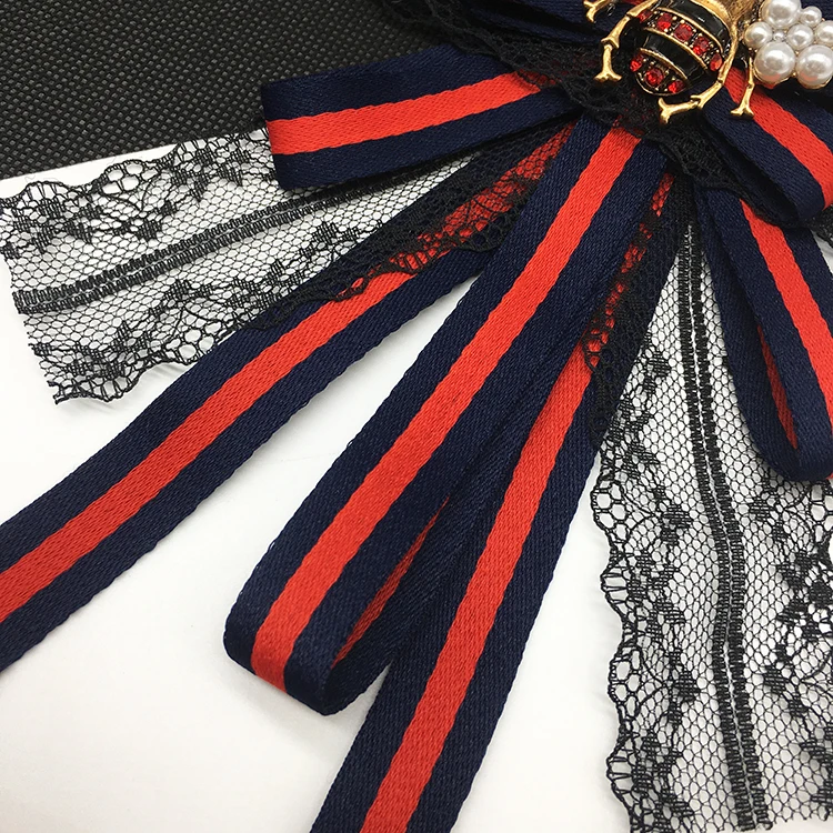 Dazgirl bee corsage Pearl Bee Ribbon Bow Tie Brooch