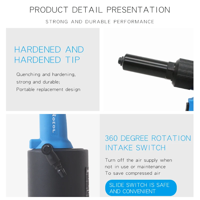 RL-4000h pneumatic air riveter Blind rivet gun4.0 4.8 6.4mm pneumatic rivnut gun air rivet tool hammers Pneumatic