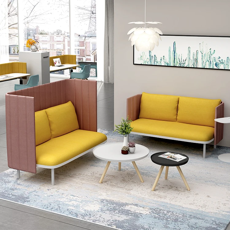 Modern office meeting sofas public waiting room modern partition back office reception fabric sofa