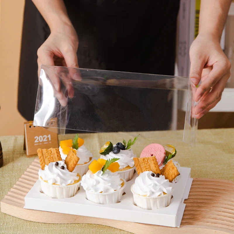 Индивидуальная художественная бумага одна штука коробка для кексов 6 12 24 Отверстия Бумажная чашка маффинов торта