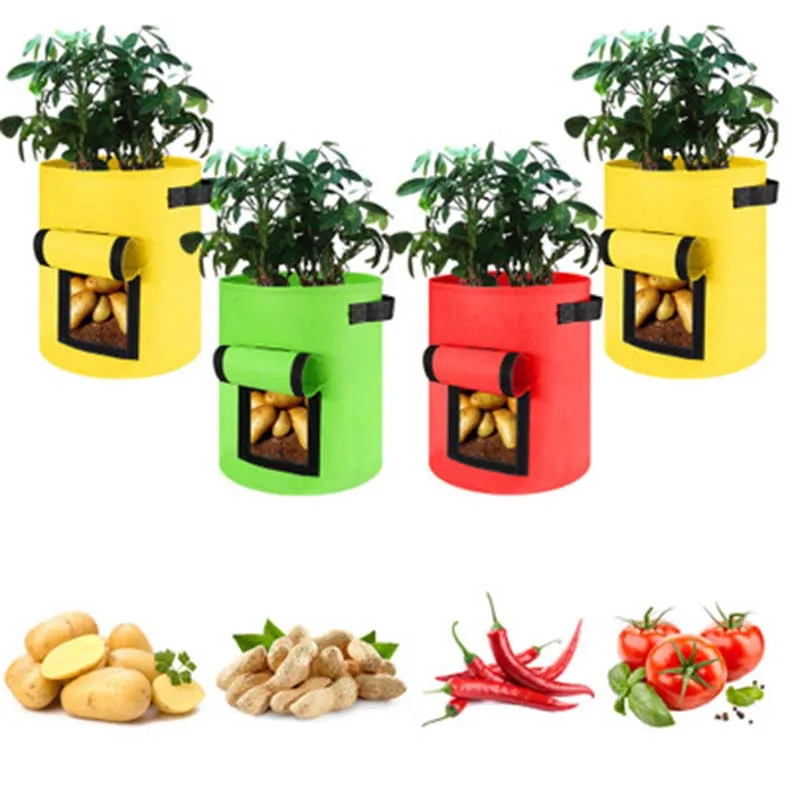 
5/7/10 Gallon Round Garden Seeding Plant Pot Container Vegetable Frucit Potato Felt Grow Bags 