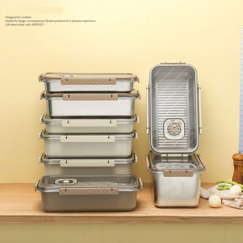 Fts Fresh Boxes Keeping Box Plastic Container Stainless Steel Tray Protect Refrigerator Fresh-Keeping Crisper