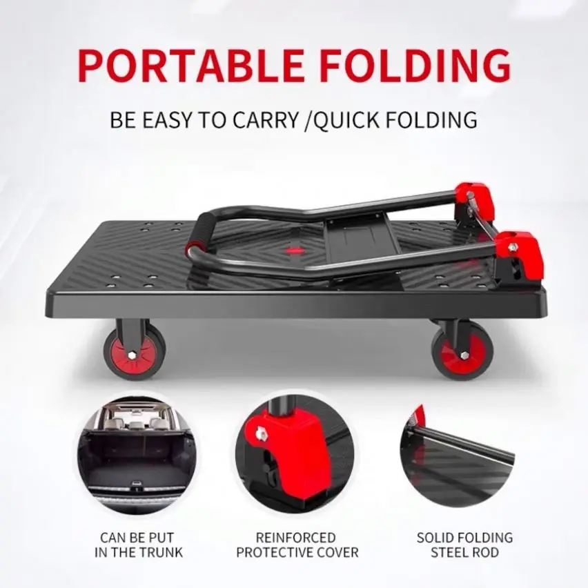 Pomelohome hand push industrial plastic furniture moving new foldable flat hand carts & trolleys