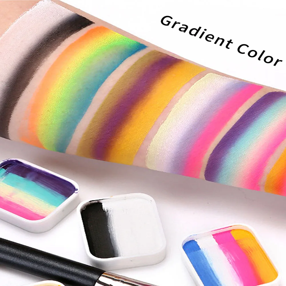 Professional Kits 12-Color Water Activated Split Color Painting Face and Body Paint for Cosplay and Festival Events