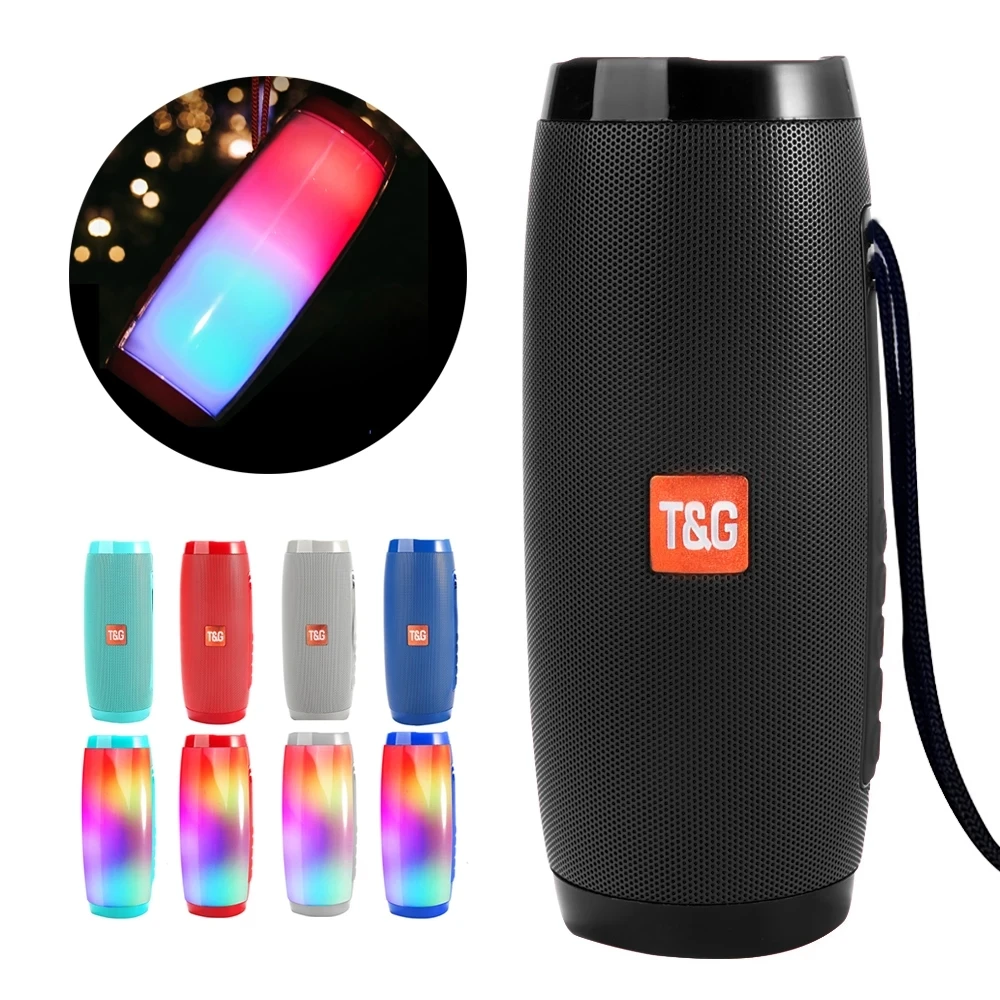 Amazon Hot Sale New BT Wireless big Column Box Waterproof Portable Outdoor super Bass TF FM Radio Speaker With LED Light TG157