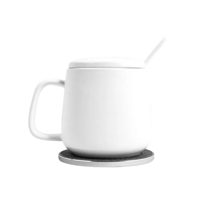 2024 Temperature Auto Heater Coffee Mug Warmer 2 In 1 Ceramic Heating Cup Pad With Smart Phone Wireless Charger For Office
