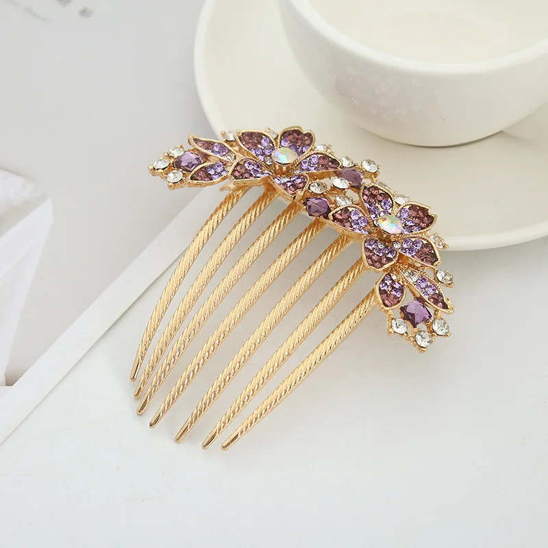 Korean alloy rhinestone headgear bridal hair comb insert comb hair accessories